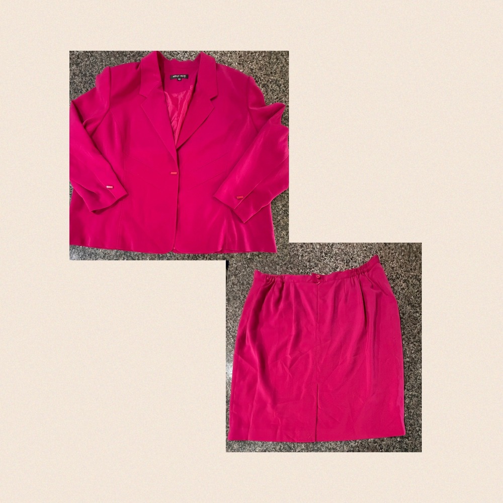 Morgan Miller Suit Magenta Pink 2 Piece Blazer & Skirt Set Womens 26W Plus Size